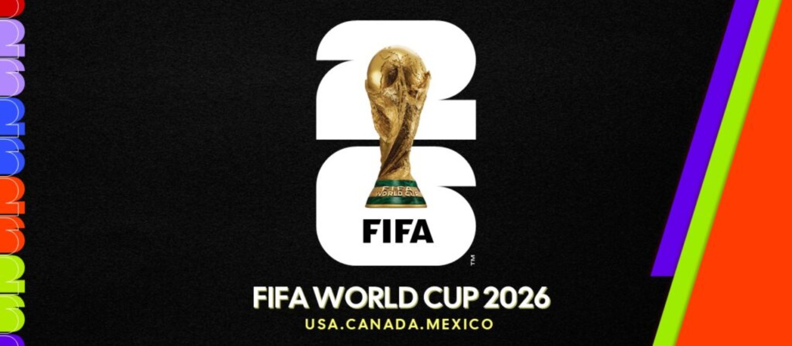 FIFA World Cup 2026 preview graphic with trophy and colorful background